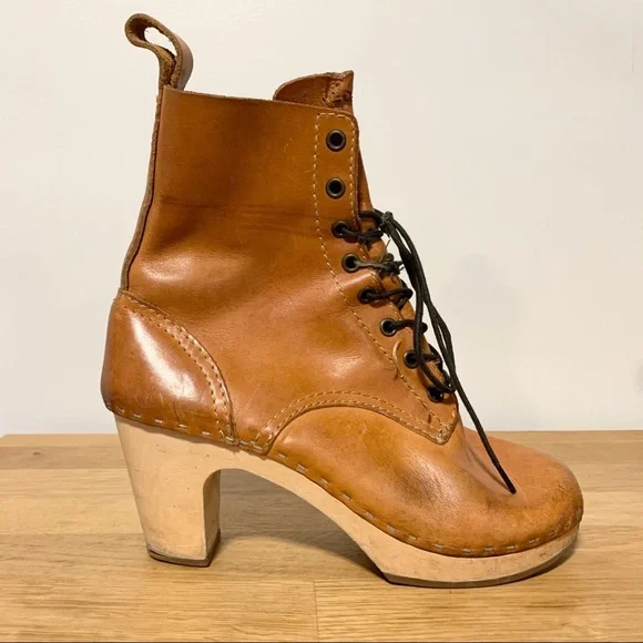 Swedish Hasbeens Hippie Lace Up Leather booties size 38 - Picture 6 of 11